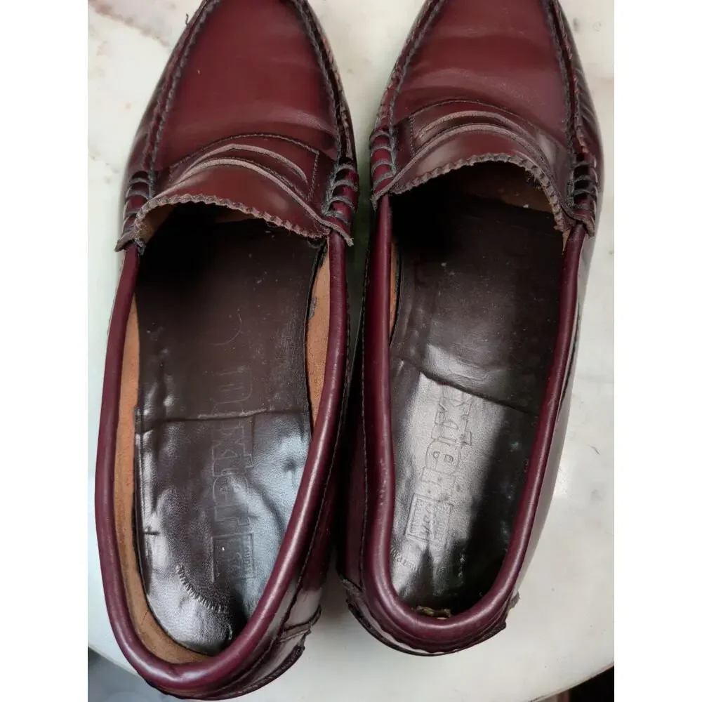 Dexter Burgundy Leather Penny Loafers Men's US 9.5 Made in USA Handsewn Dress